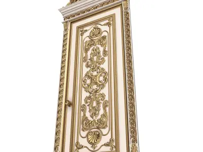 Carved Door Classic 01502 White Low-poly 3D model