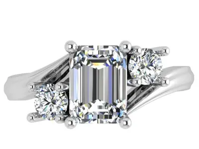 Emerald Diamond Ring 4483 3D print model