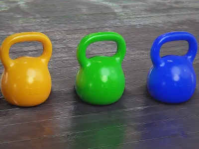 Classic Kettlebell and Dumbbell Low-poly 3D model