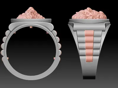 Lion tiger watch Man Ring silver gold printable jewelry  3D print model