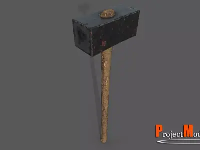 BigHammer-Version001 hammer on stick Low-poly 3D model