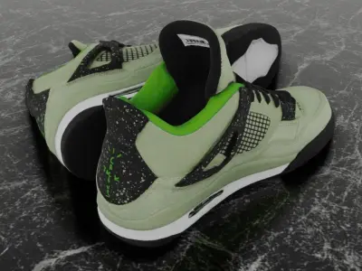 JORDAN 4 RETRO TRAVIS SCOTT 3D SHOES - GREEN Low-poly 3D model