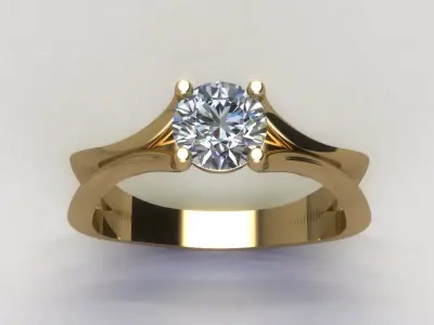 women ring solitaire 3D print model