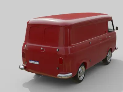 Realistic Vintage Cargo Van High-Detail Game-Ready Render Asset Low-poly 3D model