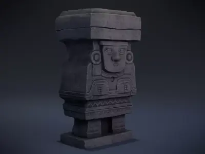 Chalchiuhtlicue stone column Low-poly 3D model
