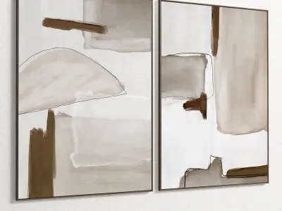Plaster Two Photo Frame 103 Low-poly 3D model