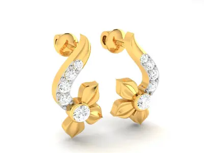 Solitaire Women Earring 3D print model 6