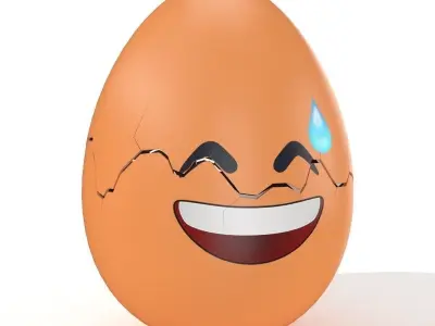 Egg Cracked Emoji N011 Low-poly 3D model
