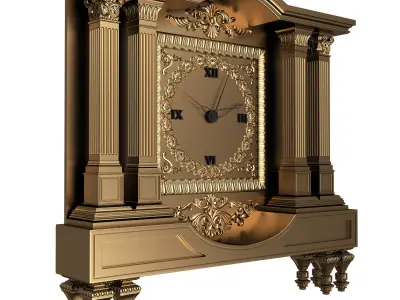 Classic Clock 09 Gold Low-poly 3D model