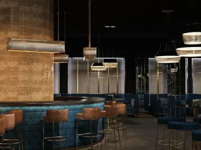 Luxury nightclub bar interior design 3D model