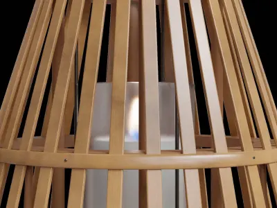 Large Slatted Wood Floor Lantern 3D model