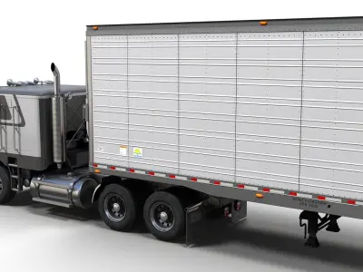 Freightliner van trailer Low-poly 3D model