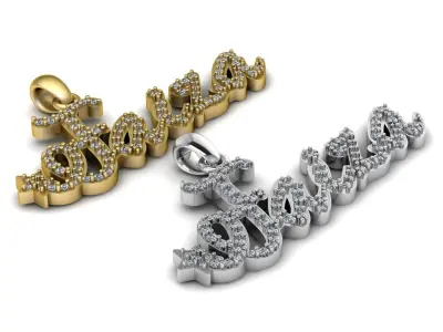 Women Fashion Names Diamond Pendant 3d Printable Model 3D print model