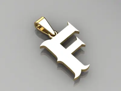 F alphabate pendant  3D print model