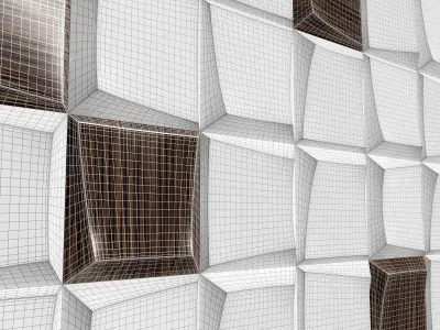 3d panel living room with walls and furniture 3D print model