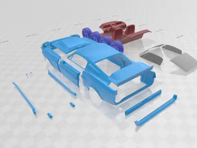 Mustang Shelby GT500 Eleanor 1967 - Separate Parts STL Model 3D print model