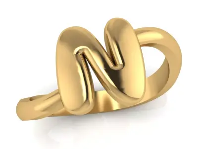 N alphabet baypass ring 3D print model