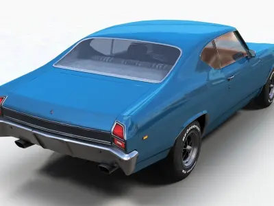70s american coupe Low-poly 3D model