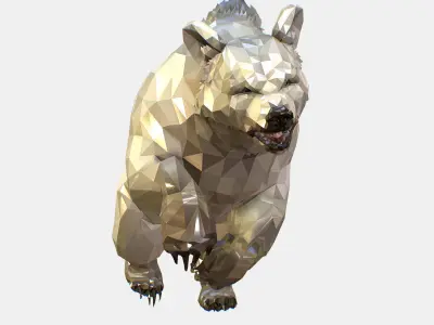 Animated Low Poly Art Arctic animal White Bear Low-poly 3D model