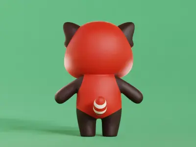  Red Panda Cartoon Character Chibi Kawaii  Low-poly 3D model