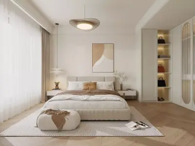 Modern living room dining room interior scenes 369 3D model