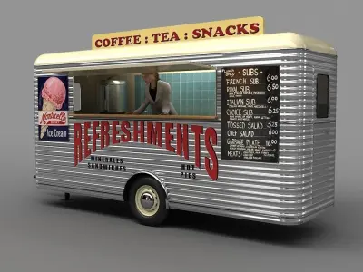 Mobile Refreshment Cart 1960 3D model