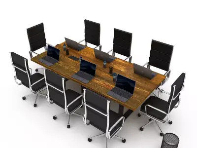 3D office work and meeting table 06 Low-poly 3D model