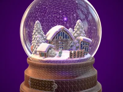  Snowglobe Christmas Low-poly 3D model