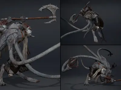 Ghost Barbarian Tentacle Low-poly 3D model