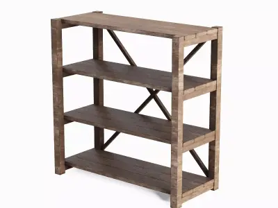 Wide Pottery Shelf A 03 Low-poly 3D model