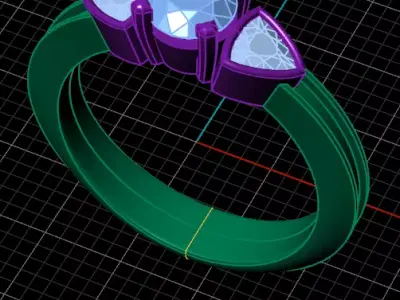 free jewelry ring triangle and round gemstone neckles  Free 3D print model