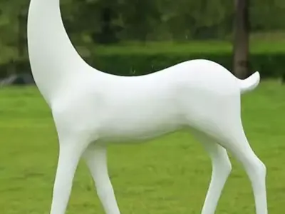 White Deer Garden Sculpture 3D Modern Outdoor Animal Art Low-poly 3D model