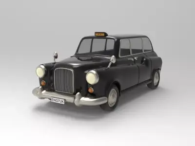 LowPoly Realistic Game Ready Austin FX4 Old Classic London Taxi Low-poly 3D model