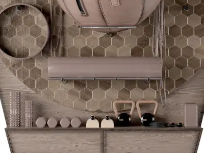 Home Gym Yoga Decoration Set 044 3D model