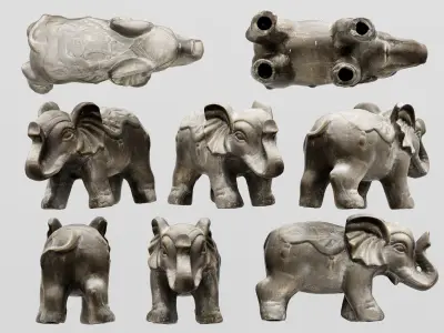 Realistic Elephant Statue Low-poly 3D model