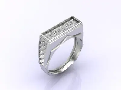 Print Ready STL 3DM  Gents Rings Diamond Men Ring  3D print model 70