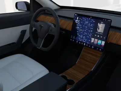 Tesla Model Y RWD Black with interior and chassis 3D model