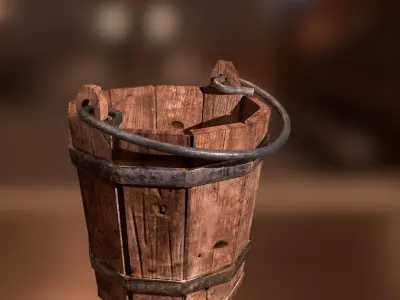 Medieval Bucket PBR Low-poly 3D model