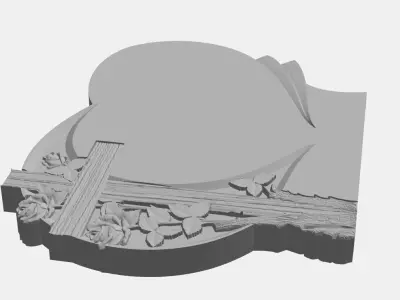 Funeral Sculpture Monument 71 with roses wood cross 3D model