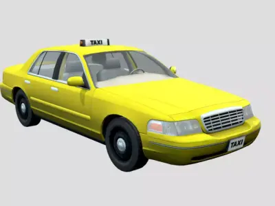 Yellow Cab Taxi Low-poly 3D model