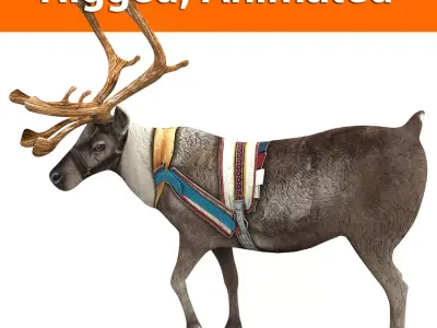 Reindeer rigged animated 3D model Low-poly 3D model