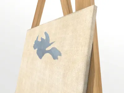 Easel wooden with canvas Low-poly 3D model