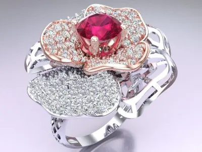  Mesh flower ring - Italian rings - Womens Rings - N6818 3D print model