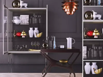 Decorative Set living room with furniture and shelves 3D model