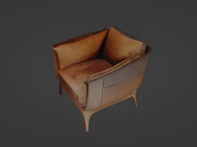 Elegant Vintage Leather Armchair 3D model