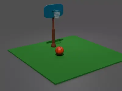 Cartoon Basketball Court Low-poly 3D model