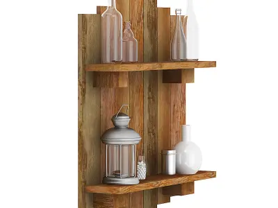 Wooden Wall Decoration with Vases 3D model