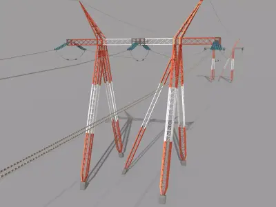 Electricity Pole 25 Low-poly 3D model