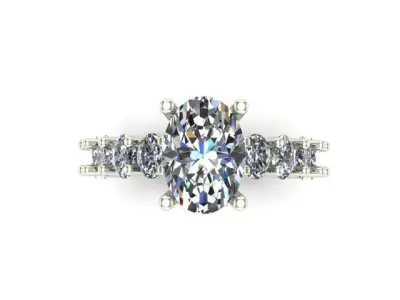 Engagement Ring Rounded With Round and Oval Diamond  3D model