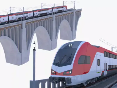 Stadler Kiss USA on viaduct II 3D model